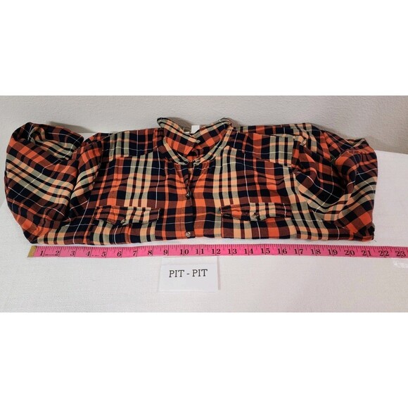 EST. 1946 WOMANS LARGE ORANGE PLAID BUTTON DOWN SHIRT PREPPY ACADEMIA SWIFTY - Picture 13 of 14
